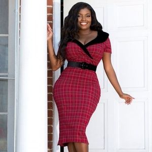 Christina red plaid dress BNWT